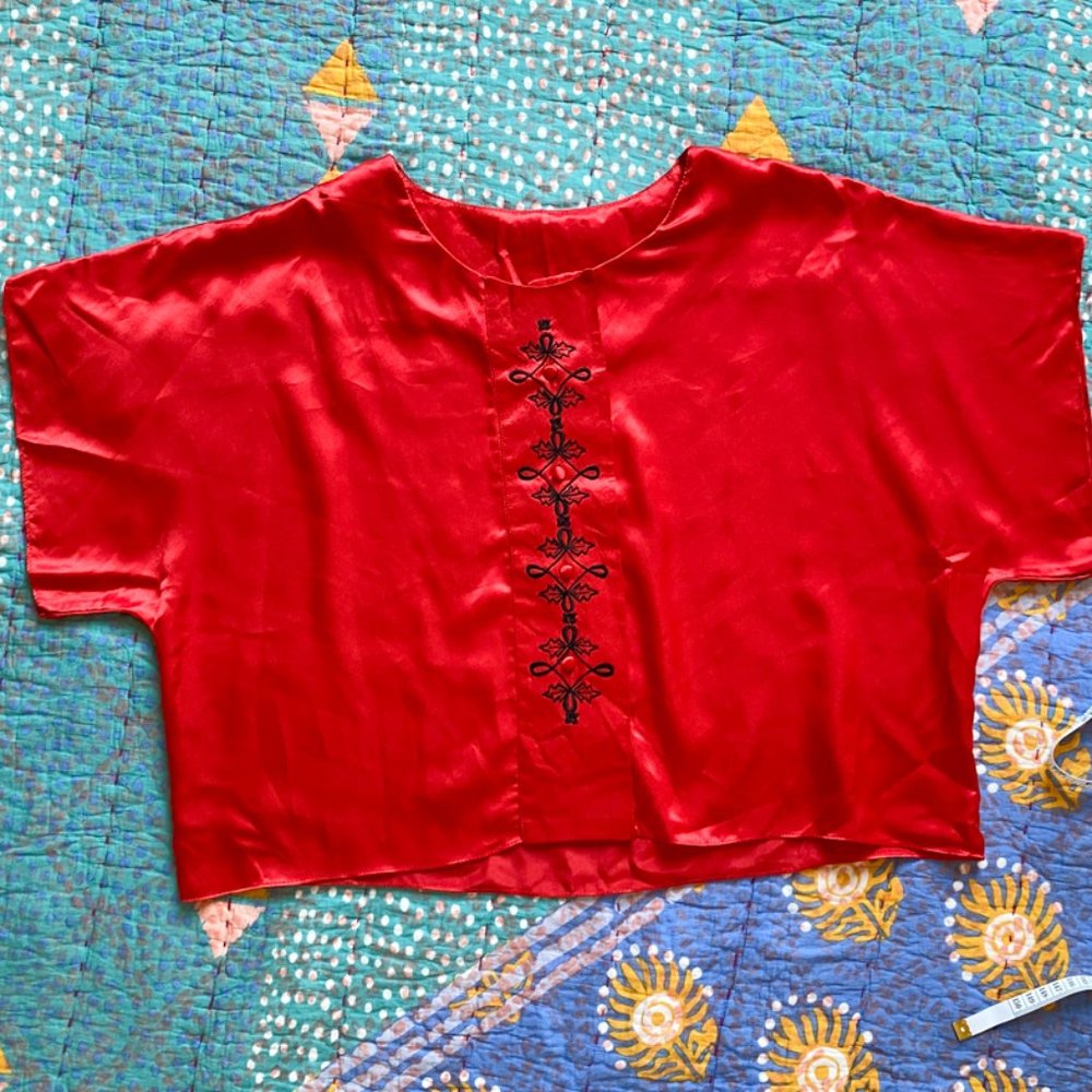 Vintage Silky Val Mode Lingerie Asian Pajama Top - Size L